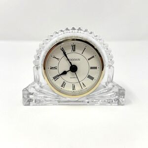 Shannon Quartz Mantel Clock 24 Percent Lead Crystal Clear Gold Roman Numeral